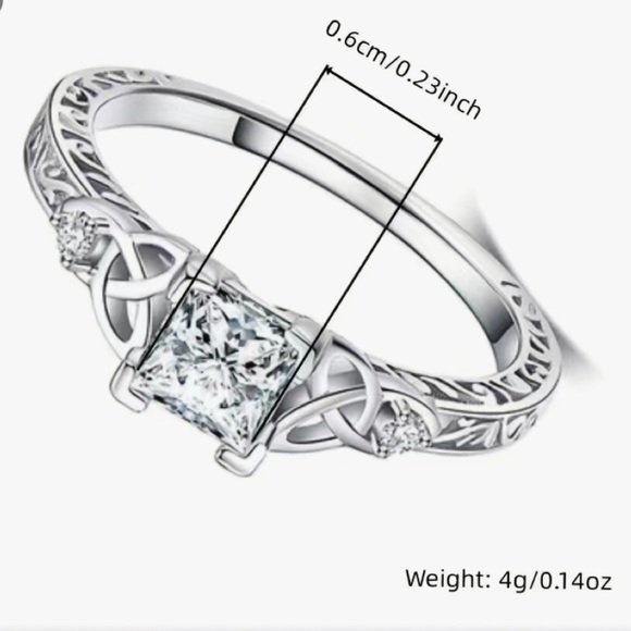 .925 silver ring with CZ stones filigree crystals square cut ~brand new~ - Picture 3 of 3